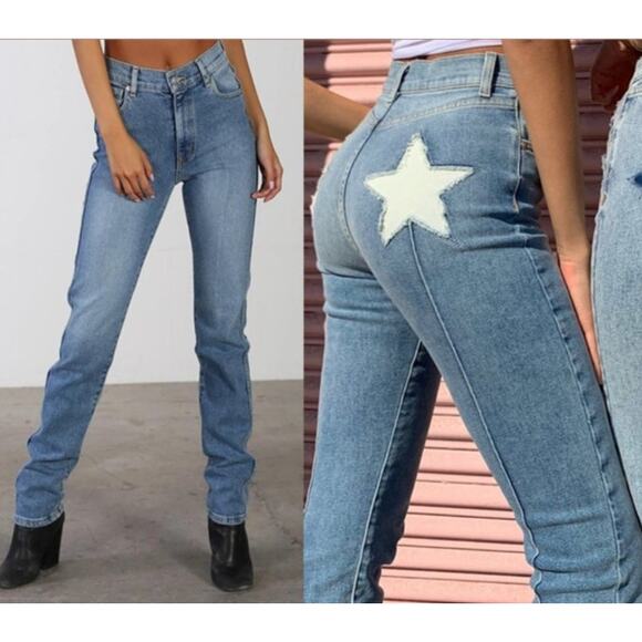 Revice Uptown Almost Famous Jeans Fitted Logo Stars Back Medium Wash Womens 27 - Picture 3 of 12